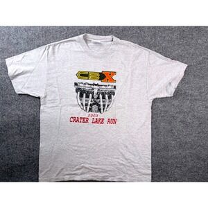 Vintage Hanes Beefy-T CBX Crater Lake Run 2003 Graphic Tee Mens L Grey Y2K
